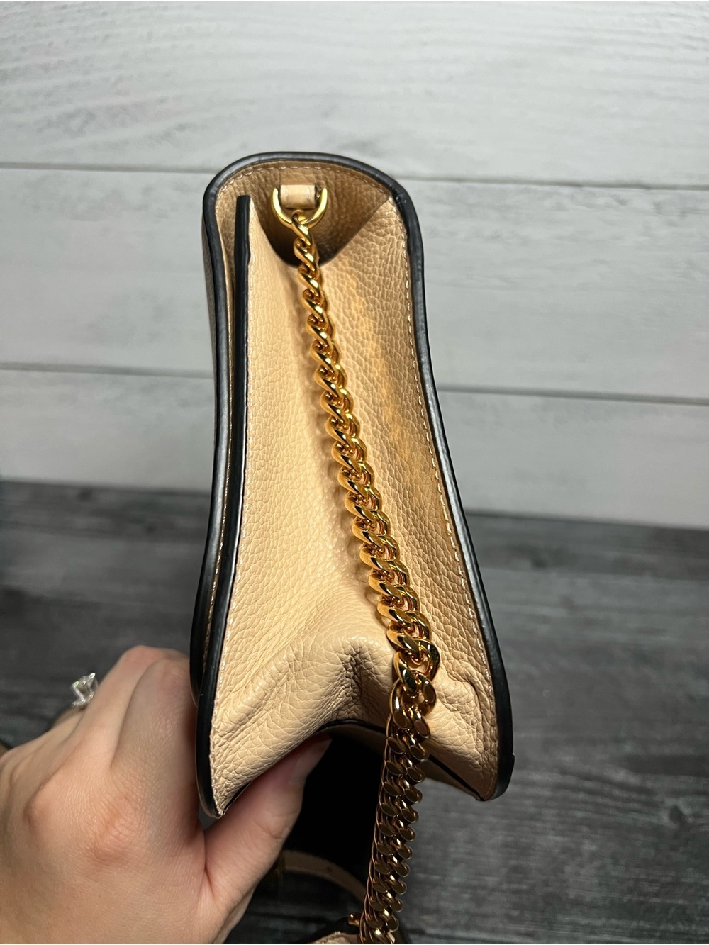 Versace Virtus Beige Crossbody Bag with Gold Chain with COA - Picture 4 of 12